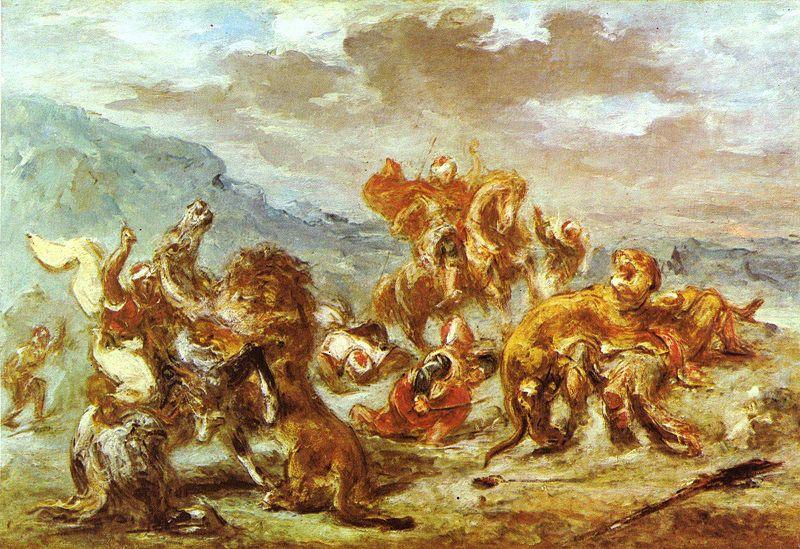 Eugene Delacroix Lowenjagd china oil painting image